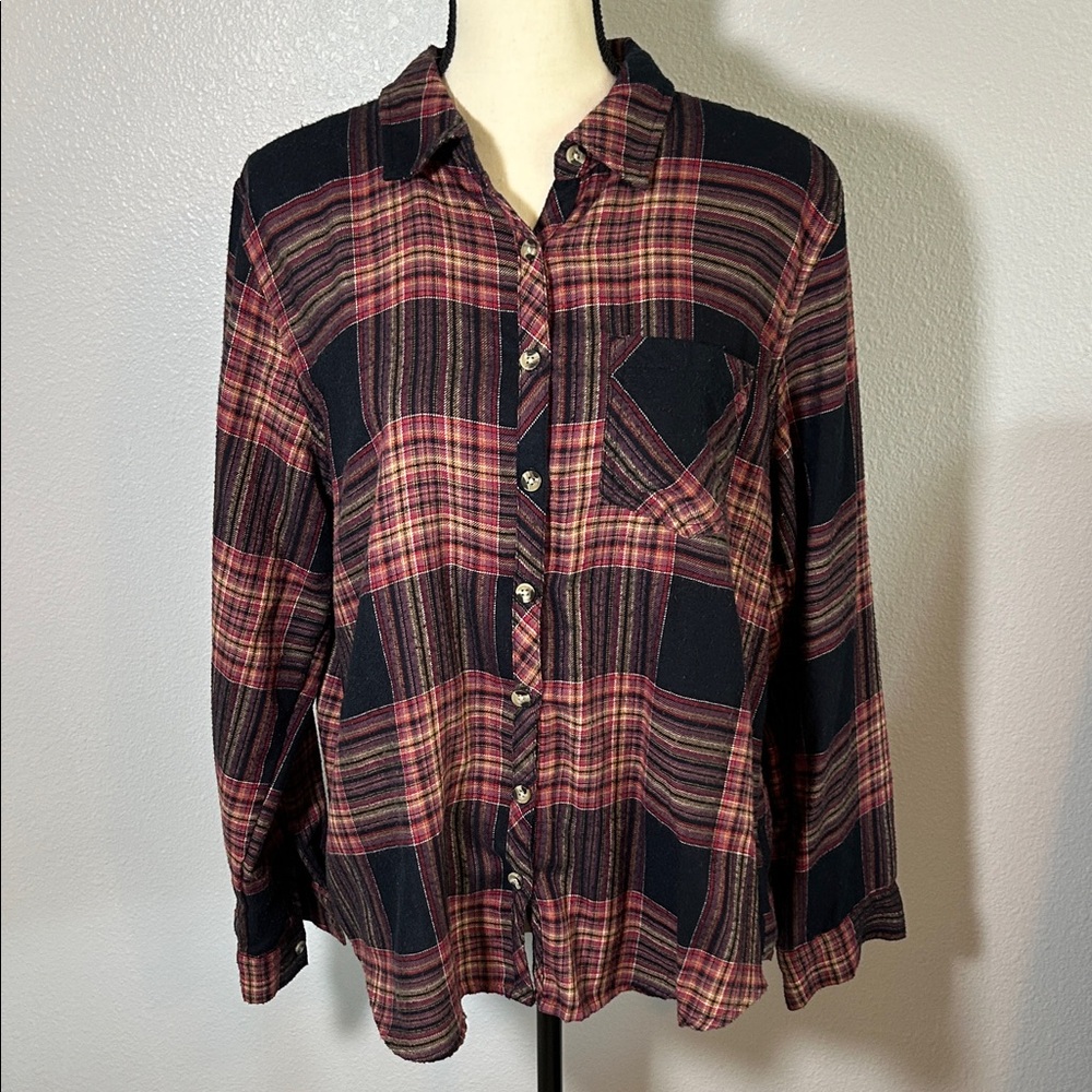 Maurices Red and Black Plaid Shirt
